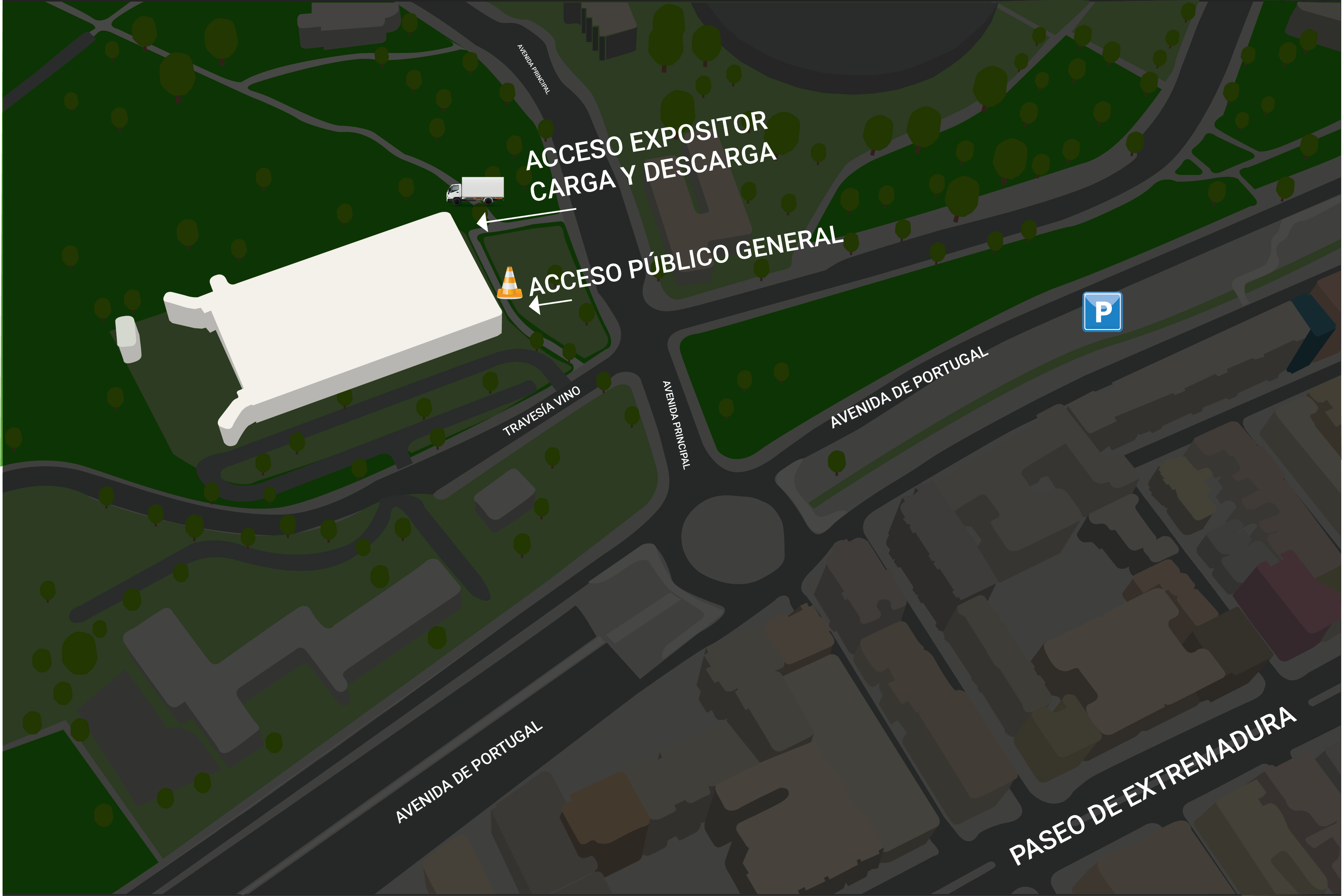 Plano de acceso para expositores y carga descarga
